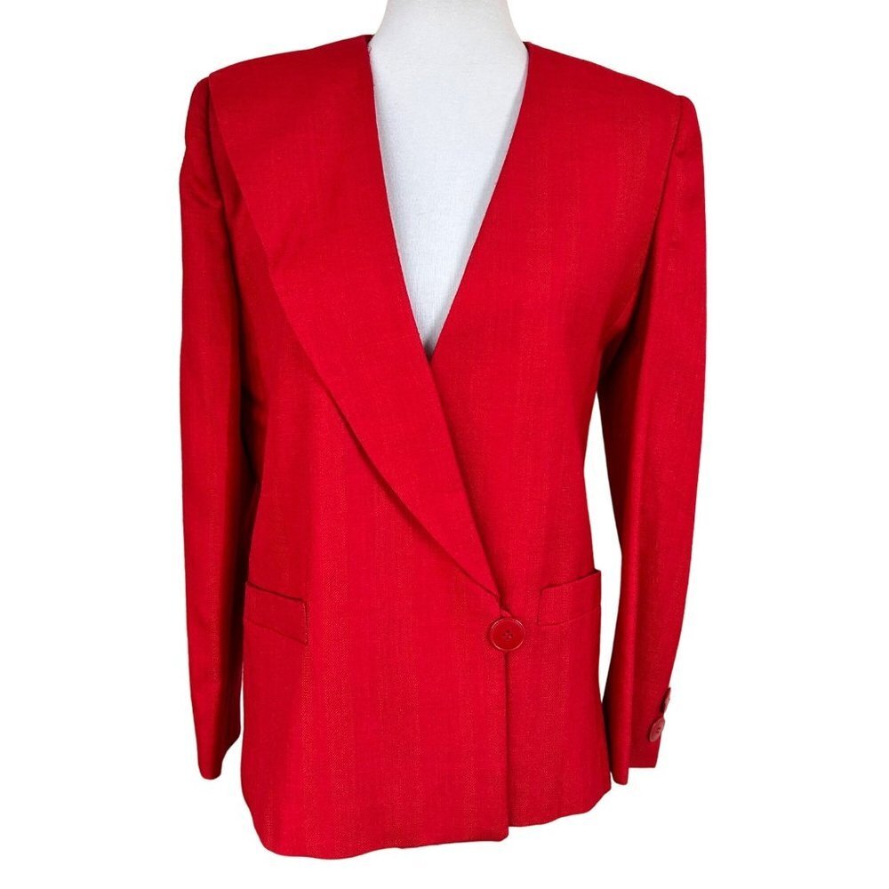 Vintage Peabody House Women Blazer Size Medium Red Professional Work Suit Jacket - Picture 3 of 12